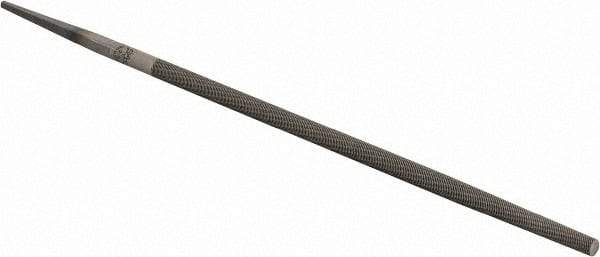 PFERD - 8" Long, Smooth Cut, Round American-Pattern File - Single Cut, 0.31" Overall Thickness, Tang - All Tool & Supply