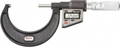 Starrett - 50.8 to 76 mm Range, 0.0001" Resolution, Standard Throat, Electronic Outside Micrometer - 0.0001" Accuracy, Friction Thimble, Micro Lapped Carbide Face, CR2450 Battery, Includes 3V Battery - All Tool & Supply