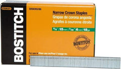 Stanley Bostitch - 5/8" Long x 7/32" Wide, 18 Gauge Narrow Crown Construction Staple - Steel, Chisel Point - All Tool & Supply