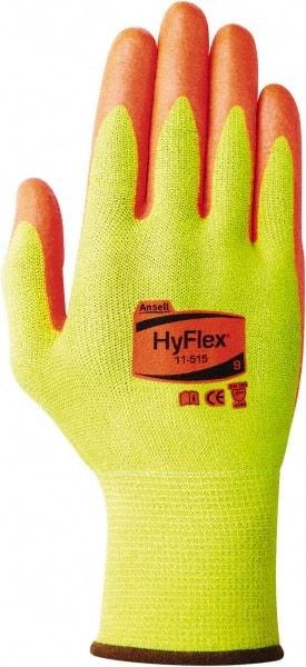 Ansell - Size M (8), ANSI Cut Lvl 4, Abrasion Lvl 0, Nitrile Coated Kevlar/Spectra/Stainless Steel Cut Resistant Gloves - 12" Long, Palm Coated, Knit Wrist, Yellow/Orange, Paired - All Tool & Supply