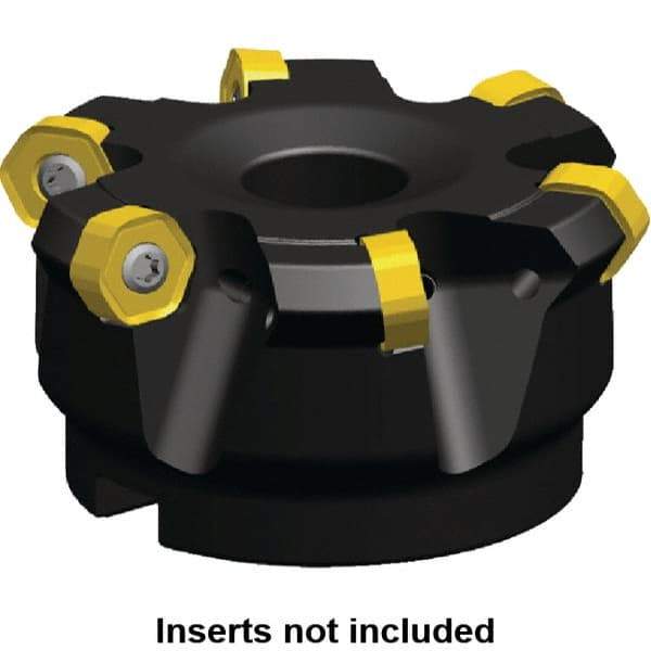 Kennametal - 3" Cut Diam, 1" Arbor Hole, 4.42mm Max Depth of Cut, 30° Indexable Chamfer & Angle Face Mill - 5 Inserts, HNGJ 0604... Insert, Right Hand Cut, 5 Flutes, Through Coolant, Series Dodeka Mini HD - All Tool & Supply