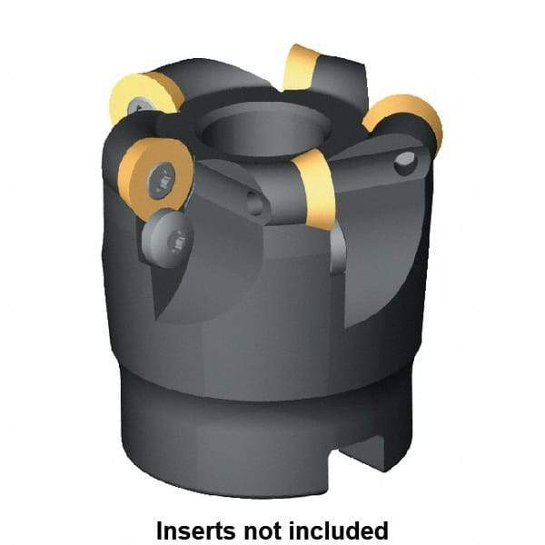 Kennametal - 40mm Cut Diam, 6mm Max Depth, 16mm Arbor Hole, 4 Inserts, RD.X 12T3... Insert Style, Indexable Copy Face Mill - 45mm High, Series KDM - All Tool & Supply