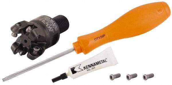 Kennametal - 1-1/2" Cutting Diam, 1-1/2" Max Depth of Cut, Modular Connection Indexable Copy End Mill - 3 Inserts, RP.T 43.. Insert, KSRM Toolholder, Through Coolant - All Tool & Supply