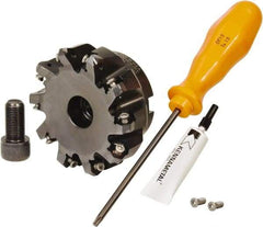 Kennametal - 3" Cut Diam, 1" Arbor Hole, 3.23mm Max Depth of Cut, 45° Indexable Chamfer & Angle Face Mill - 10 Inserts, HNGJ 0604... Insert, Right Hand Cut, 10 Flutes, Through Coolant, Series Dodeka Mini - All Tool & Supply