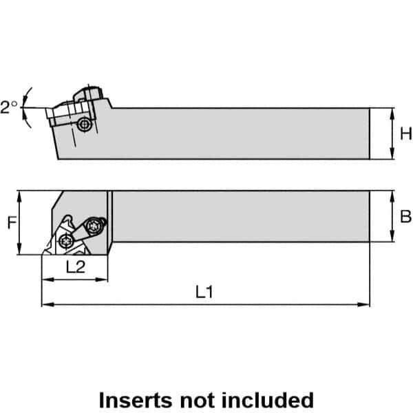 Kennametal - External Thread, Right Hand Cut, 32mm Shank Width x 32mm Shank Height Indexable Threading Toolholder - 170mm OAL, LT 22ER Insert Compatibility, LSS Toolholder, Series LT Threading - All Tool & Supply