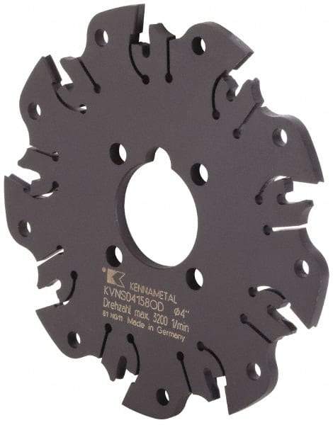 Kennametal - Arbor Hole Connection, 0.164" Cutting Width, 1-1/16" Depth of Cut, 4" Cutter Diam, 1" Hole Diam, 9 Tooth Indexable Slotting Cutter - KVNS Toolholder, OD 4158.. Insert - All Tool & Supply