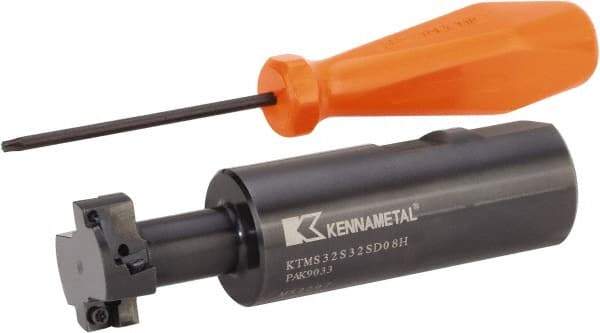 Kennametal - 1.2598" Cutting Diam x 0.5512" Cutting Width, 4 Cutter Inserts, 1.2598" Shank Diam, Indexable T-Slot Cutter - Insert Style SDMT 080308EGG, 4.7244" OAL, 2 Flutes - All Tool & Supply