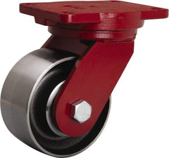 Hamilton - 6" Diam x 3" Wide x 8-1/2" OAH Top Plate Mount Swivel Caster - Forged Steel, 4,000 Lb Capacity, Tapered Roller Bearing, 6-1/8 x 7-1/2" Plate - All Tool & Supply