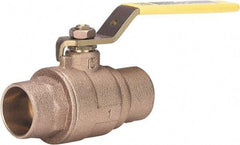 Milwaukee Valve - 1" Pipe, Large Port, Bronze Standard Ball Valve - 2 Piece, Solder Ends, Lever Handle, 600 WOG, 150 WSP - All Tool & Supply