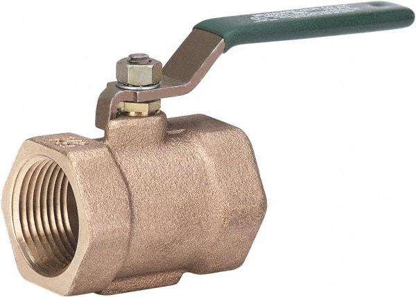 Milwaukee Valve - 1" Pipe, Full Port, Bronze Full Port Ball Valve - Bi-Directional, Threaded (NPT) Ends, Lever Handle, 175 WOG - All Tool & Supply