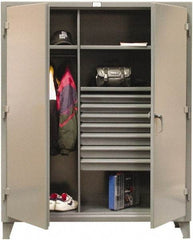 Strong Hold - 3 Shelf 7 Bin Combination Storage Cabinet - Steel, 48" Wide x 24" Deep x 78" High, Dark Gray - All Tool & Supply