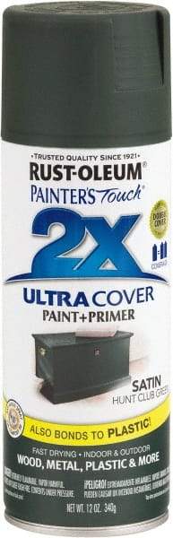 Rust-Oleum - Hunt Club Green, Satin, Enamel Spray Paint - 8 Sq Ft per Can, 12 oz Container, Use on Multipurpose - All Tool & Supply