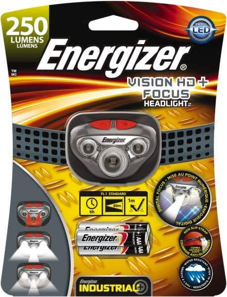 Energizer - White, Red LED Bulb, 300 Lumens, Hands-free Flashlight - Gray Plastic Body, 3 AAA Alkaline Batteries Included - All Tool & Supply