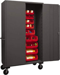 Durham - 42 Bin Mobile Storage Cabinet - Steel, 48" Wide x 24" Deep x 80" High, Red - All Tool & Supply