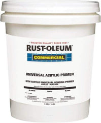 Rust-Oleum - 5 Gal White Water-Based Acrylic Enamel Primer - 350 to 450 Sq Ft Coverage, <100 gL Content, Quick Drying, Interior/Exterior - All Tool & Supply