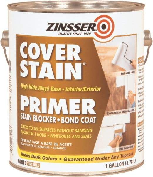 Rust-Oleum - 1 Gal White Alkyd Primer - 300 to 400 Sq Ft Coverage, <100 gL Content, Quick Drying, Interior/Exterior - All Tool & Supply