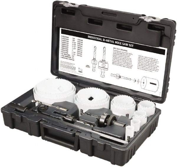 Disston - 20 Piece, 3/4" to 4-1/2" Saw Diam, Industrial Hole Saw Kit - Bi-Metal, Toothed Edge, Pilot Drill Model No. E0102457, Includes 15 Hole Saws - All Tool & Supply