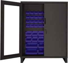 Durham - 54 Bin Locking Storage Cabinet - Steel, 60" Wide x 24" Deep x 78" High, Blue - All Tool & Supply