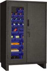 Durham - 42 Bin Locking Storage Cabinet - Steel, 48" Wide x 24" Deep x 78" High, Blue - All Tool & Supply