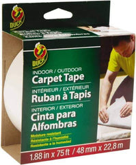 Duck - 1.88" x 25 Yd Rubber Adhesive Double Sided Tape - 6 mil Thick, White, Rubber Liner, Series DUC442062 - All Tool & Supply