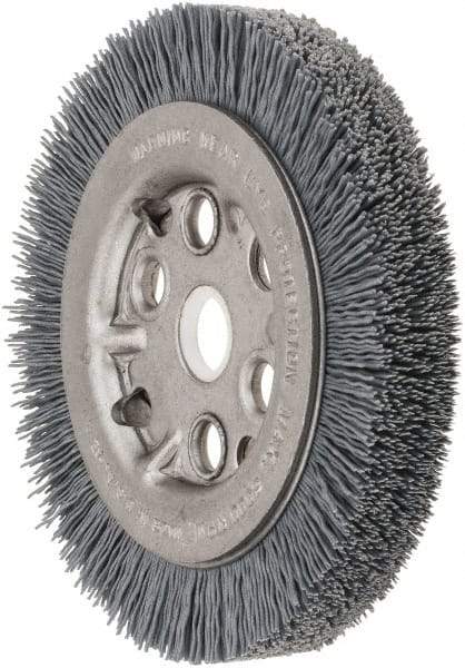 Weiler - 4-1/4" OD, 5/8" Arbor Hole, Crimped Nylon Wheel Brush - 3/4" Face Width, 5/8" Trim Length, 0.022" Filament Diam, 6,000 RPM - All Tool & Supply