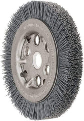 Weiler - 4-1/4" OD, 5/8" Arbor Hole, Crimped Nylon Wheel Brush - 3/4" Face Width, 5/8" Trim Length, 0.022" Filament Diam, 6,000 RPM - All Tool & Supply