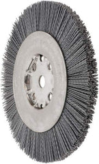 Weiler - 8" OD, 5/8" Arbor Hole, Crimped Nylon Wheel Brush - 7/8" Face Width, 1-1/2" Trim Length, 0.035" Filament Diam, 4,500 RPM - All Tool & Supply