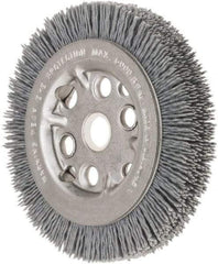 Weiler - 4-1/4" OD, 5/8" Arbor Hole, Crimped Nylon Wheel Brush - 3/4" Face Width, 5/8" Trim Length, 0.035" Filament Diam, 6,000 RPM - All Tool & Supply