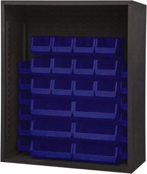 Durham - 30 Bin Enclosed Shelving - 48 Inch Overall Width x 24 Inch Overall Depth x 48 Inch Overall Height, Blue Polyethylene Bins - All Tool & Supply