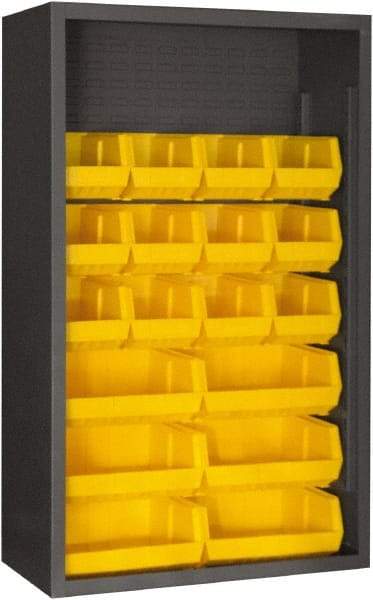 Durham - 18 Bin Enclosed Shelving - 36 Inch Overall Width x 18 Inch Overall Depth x 60 Inch Overall Height, Yellow Polyethylene Bins - All Tool & Supply