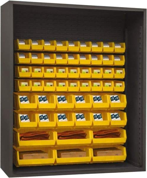 Durham - 54 Bin Enclosed Shelving - 60 Inch Overall Width x 24 Inch Overall Depth x 60 Inch Overall Height, Yellow Polyethylene Bins - All Tool & Supply