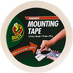 Duck - 3/4" x 36 Yd Acrylic Adhesive Double Sided Tape - 2.6 mil Thick, White, Vinyl Foam Liner, Series DUC - All Tool & Supply