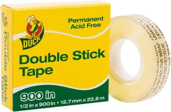 Duck - 1/2" x 75' Acrylic Adhesive Double Sided Tape - 6 mil Thick, Clear, Polypropylene Film Liner, Series DUC - All Tool & Supply