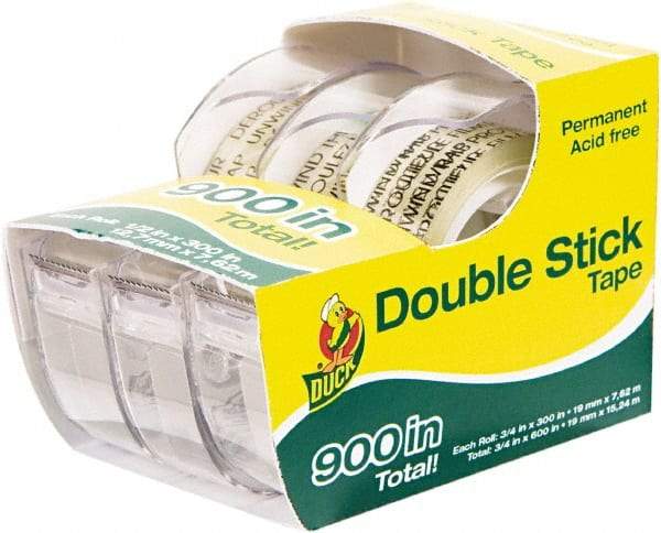 Duck - 1/2" x 25' Acrylic Adhesive Double Sided Tape - 6 mil Thick, Clear, Polypropylene Film Liner, Series DUC - All Tool & Supply