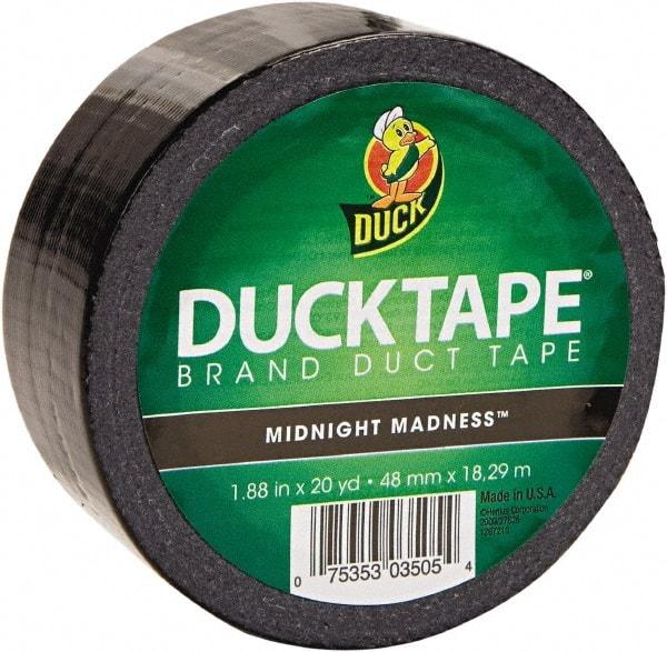 Duck - 1-7/8" x 20 Yds Black Duct Tape - 9 mil, Rubber Adhesive, Vinyl Backing, 22 Lb/ln Tensile Strength, Series DUC - All Tool & Supply