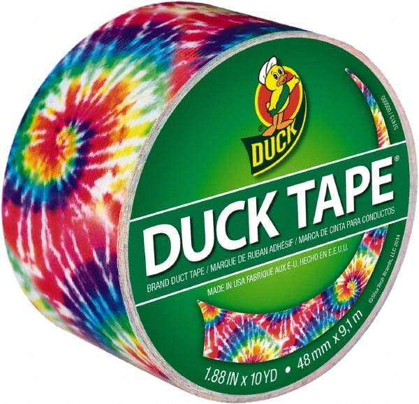 Duck - 1-7/8" x 10 Yds Tie Dye Duct Tape - 9 mil, Rubber Adhesive, Vinyl Backing, 22 Lb/ln Tensile Strength, Series DUC - All Tool & Supply