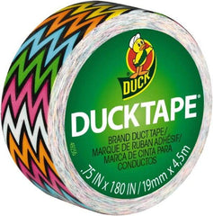 Duck - 3/4" x 5 Yds Zig Zag Duct Tape - 9 mil, Rubber Adhesive, Vinyl Backing, 22 Lb/ln Tensile Strength, Series DUC - All Tool & Supply