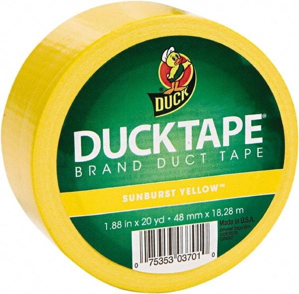 Duck - 1-7/8" x 20 Yds Yellow Duct Tape - 9 mil, Rubber Adhesive, Vinyl Backing, 22 Lb/ln Tensile Strength, Series DUC - All Tool & Supply