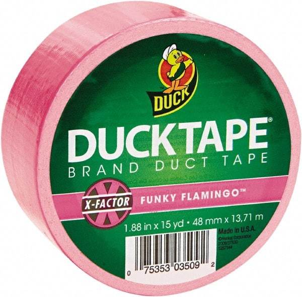 Duck - 1-7/8" x 15 Yds Pink Duct Tape - 9 mil, Rubber Adhesive, Vinyl Backing, 22 Lb/ln Tensile Strength, Series DUC - All Tool & Supply