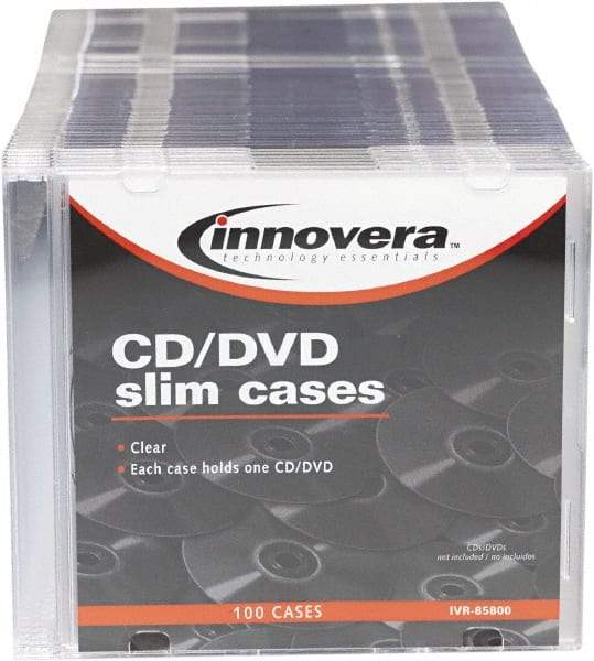 innovera - 1 Compartment, 4-7/8 Inch Wide x 1/4 Inch Deep x 5-5/8 Inch High, CD/DVD Storage Case - Polystyrene, Clear - All Tool & Supply