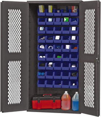 Durham - 45 Bin Storage Cabinet - Steel, 36" Wide x 24" Deep x 72" High, Blue - All Tool & Supply