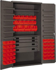 Durham - 2 Shelf 52 Bin Storage Cabinet - Steel, 36" Wide x 24" Deep x 72" High, Red - All Tool & Supply