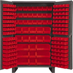 Durham - 171 Bin Storage Cabinet - Steel, 48" Wide x 24" Deep x 78" High, Red - All Tool & Supply