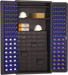 Durham - 2 Shelf 96 Bin Storage Cabinet - Steel, 36" Wide x 24" Deep x 72" High, Blue - All Tool & Supply