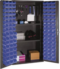 Durham - 2 Shelf 96 Bin Storage Cabinet - Steel, 36" Wide x 24" Deep x 72" High, Blue - All Tool & Supply