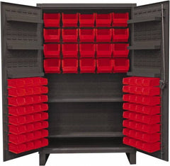 Durham - 2 Shelf 84 Bin Storage Cabinet - Steel, 48" Wide x 24" Deep x 78" High, Red - All Tool & Supply