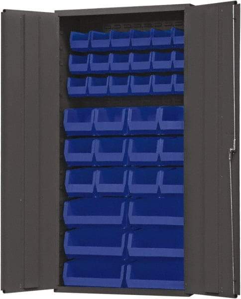 Durham - 36 Bin Storage Cabinet - Steel, 36" Wide x 24" Deep x 72" High, Blue - All Tool & Supply