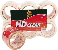 Duck - 3" x 55 Yd Clear Acrylic Adhesive Packaging Tape - Polypropylene Film Backing, 2.6 mil Thick, 31 Lb Tensile Strength, Series DUC - All Tool & Supply