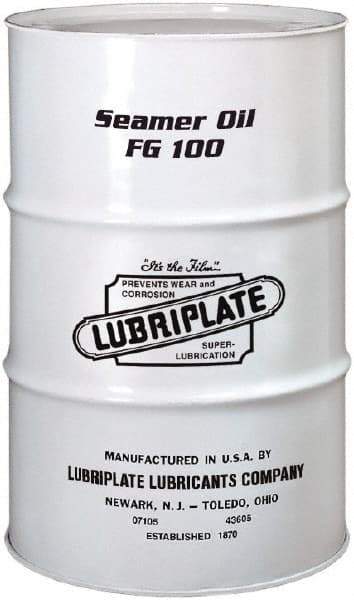 Lubriplate - 55 Gal Drum Mineral Seamer Oil - SAE 30, ISO 100, 109 cSt at 40°C & 12 cSt at 100°C, Food Grade - All Tool & Supply