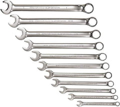 Proto - 11 Piece, 3/8" to 1", 12 Point Combination Wrench Set - Inch Measurement Standard, Full Polish Chrome Finish, Comes in Tool Roll - All Tool & Supply